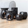 Large Black Crackle Glass Burner