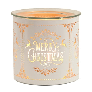 White & Gold Merry Christmas Burner