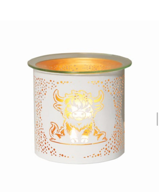 White Highland Cow Tealight Burner