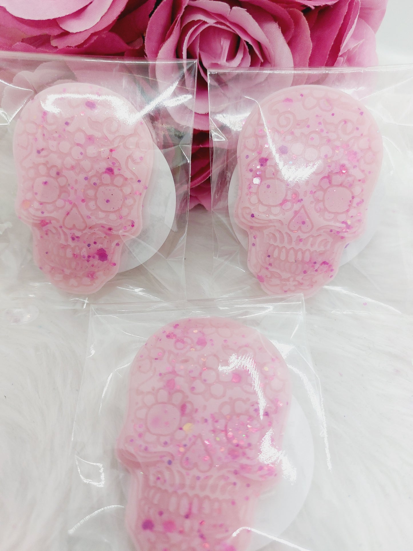 Pink vanilla and coco blossom single flower skulls